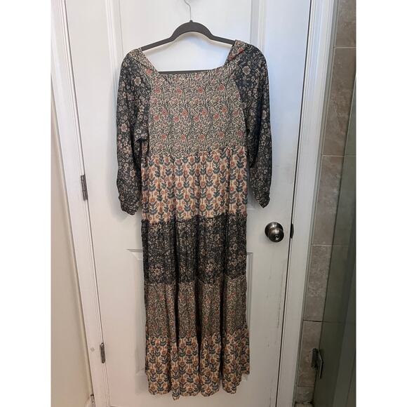 Natural Life Boho Berkley patchwork tiered maxi dress Sage Bloom Peasant prairie - Picture 4 of 7